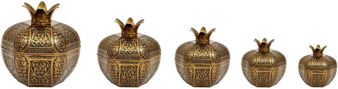 Decorative Metal Turkish Delight Gift Box with Lid, Pomegranate Design, Traditional Candy Holder with 7 Color Options (Pomegranate, Silver)