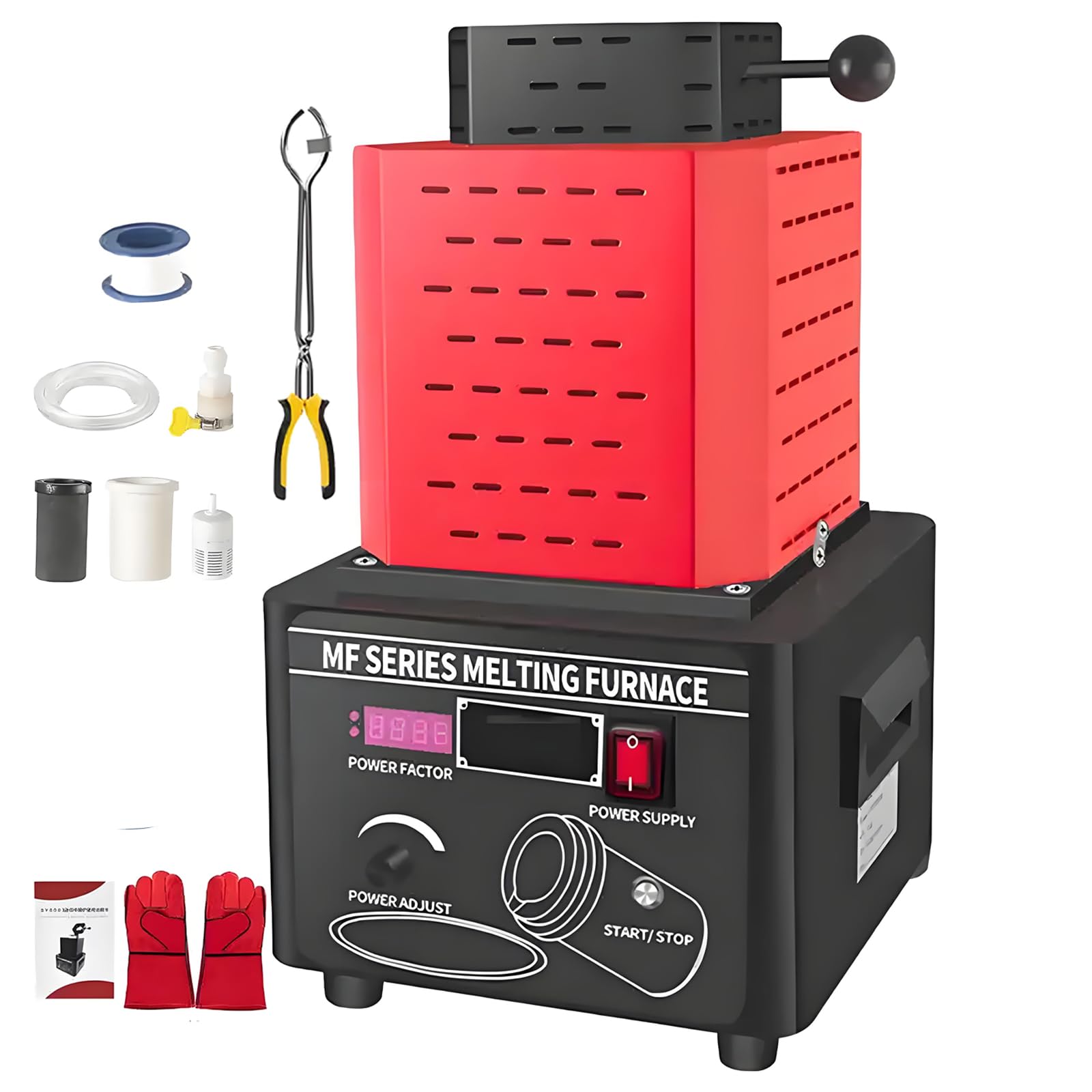 FHRKA 5000W Electric Gold Melting Furnace, 1600℃ /2912℉ Digital Melting Furnace Machine,Smelting Furnace for Silver(2KG
