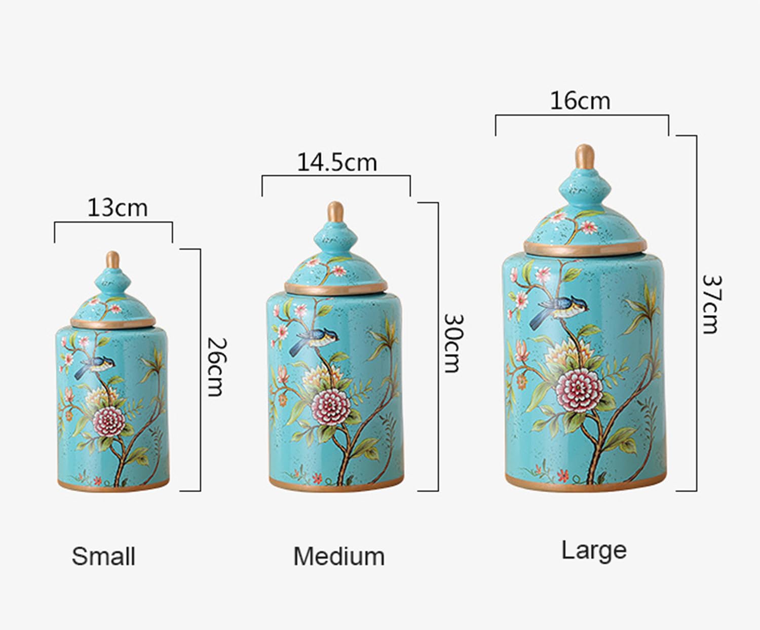 Jarrón decorativo porcelana tapa, tarro jengibre almacenamiento cocina.