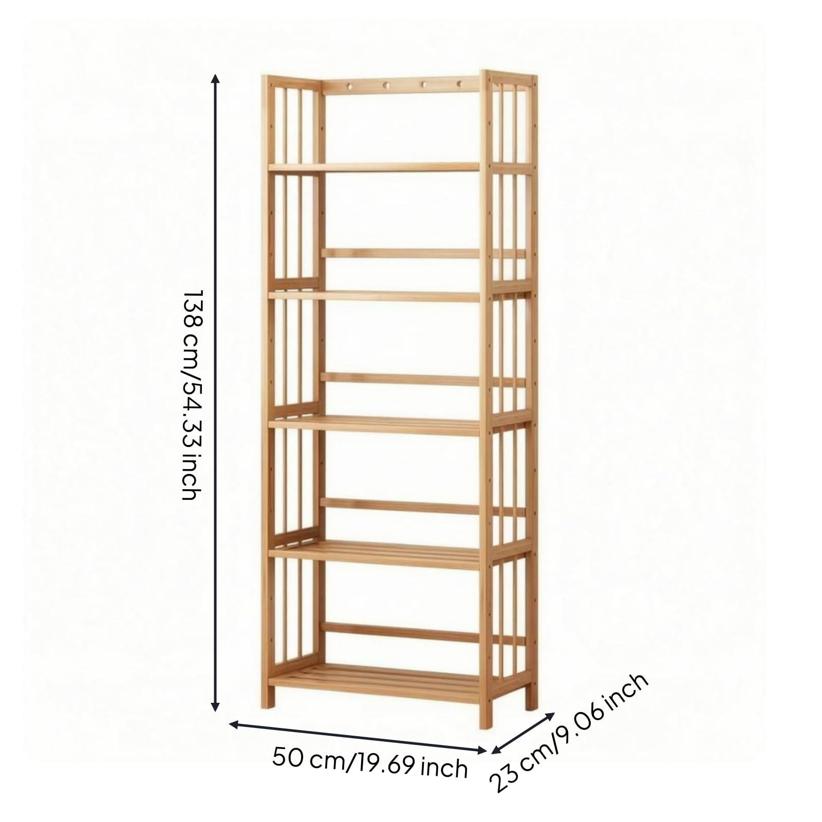 F Fityle Estantería de Bambú de Niveles Librería Estante Organizador Mueble de Almacenamiento con Laterales Ranurados y Altura de Regulable Adecuada para, style to 5