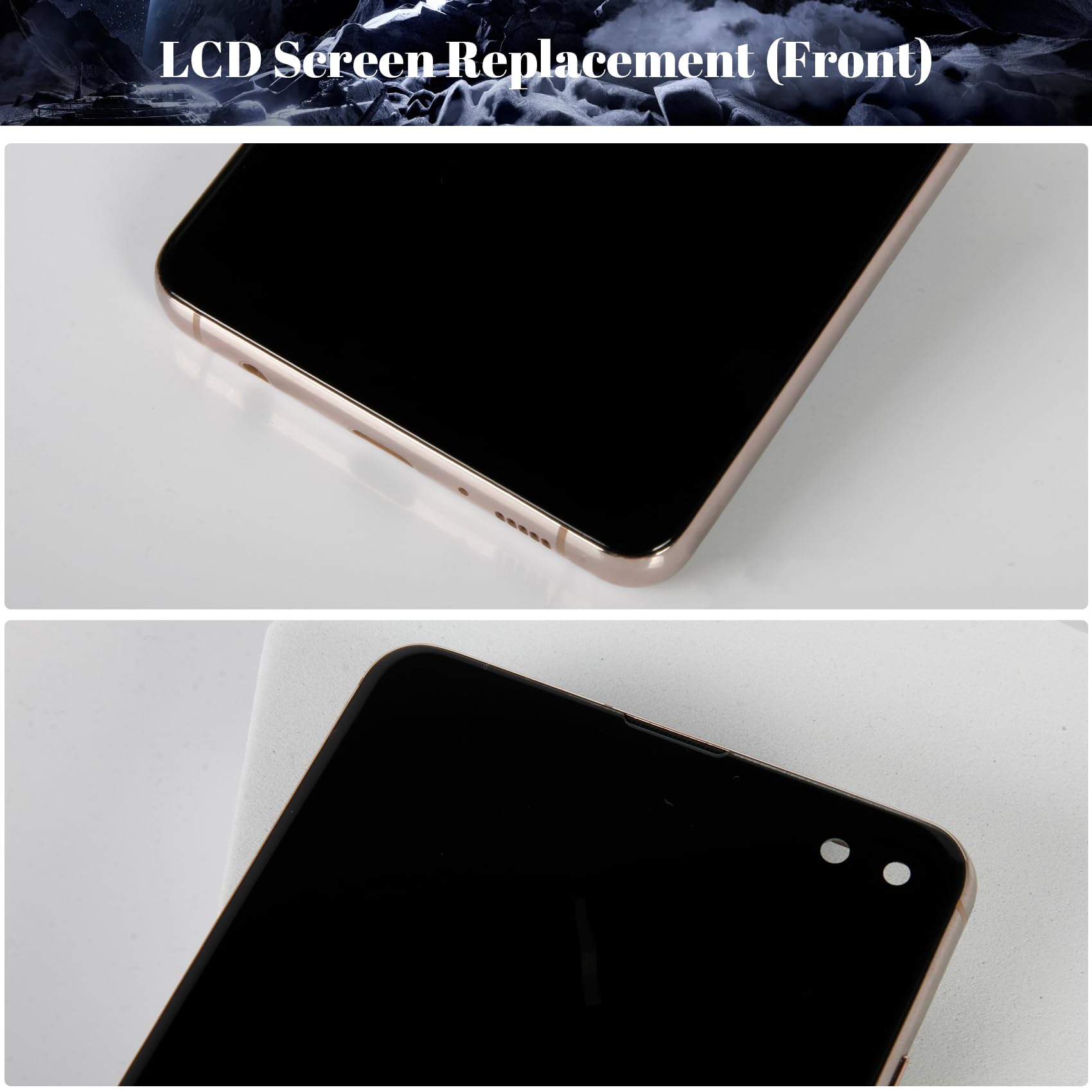 Incell Écran tactile de rechange pour Samsung Galaxy S10+ LCD SM-G975F, SM-G975U, SM-G975W avec cadre (doré, pas de fonction empreintes digitales)