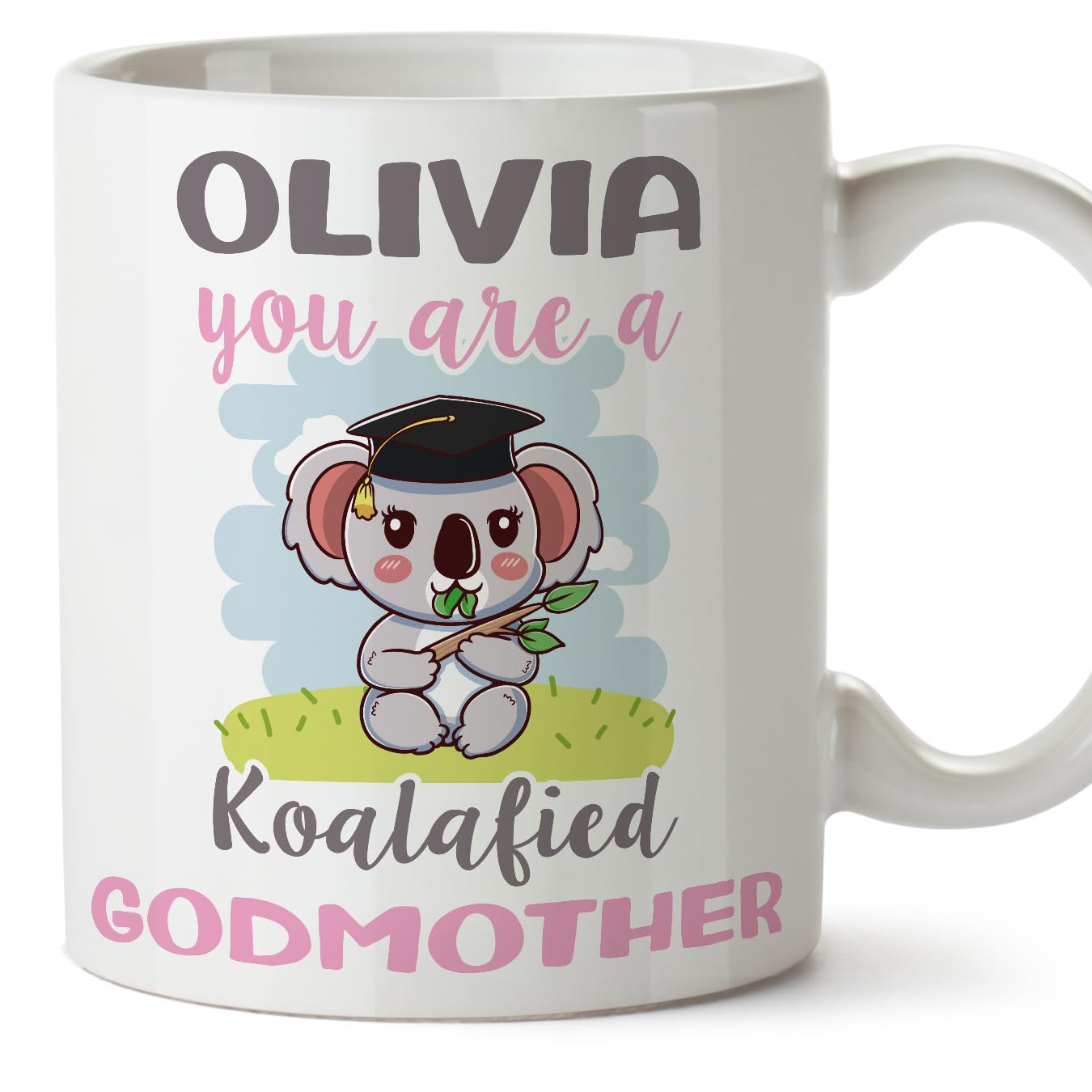 MUGFFINS Personalised Mug for Godmother - in English - Custom Koalafied - Funny Custom Gift - Ceramic 11oz Mug