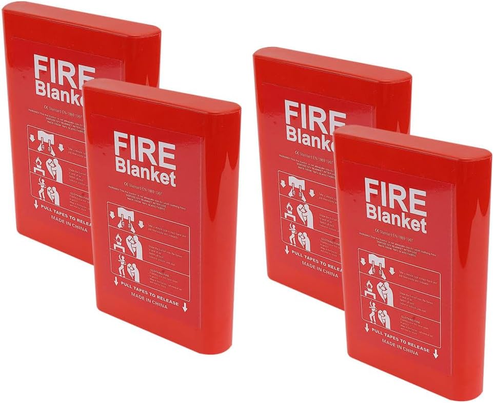 YU WELL Fire Blanket for Emergency Fire Suppression Fiberglass Layered 100% Fire-Retardant Coating for Home kitchen Office Industrial and Commercial Environments. (4, 4ft X 6ft Hard Box)