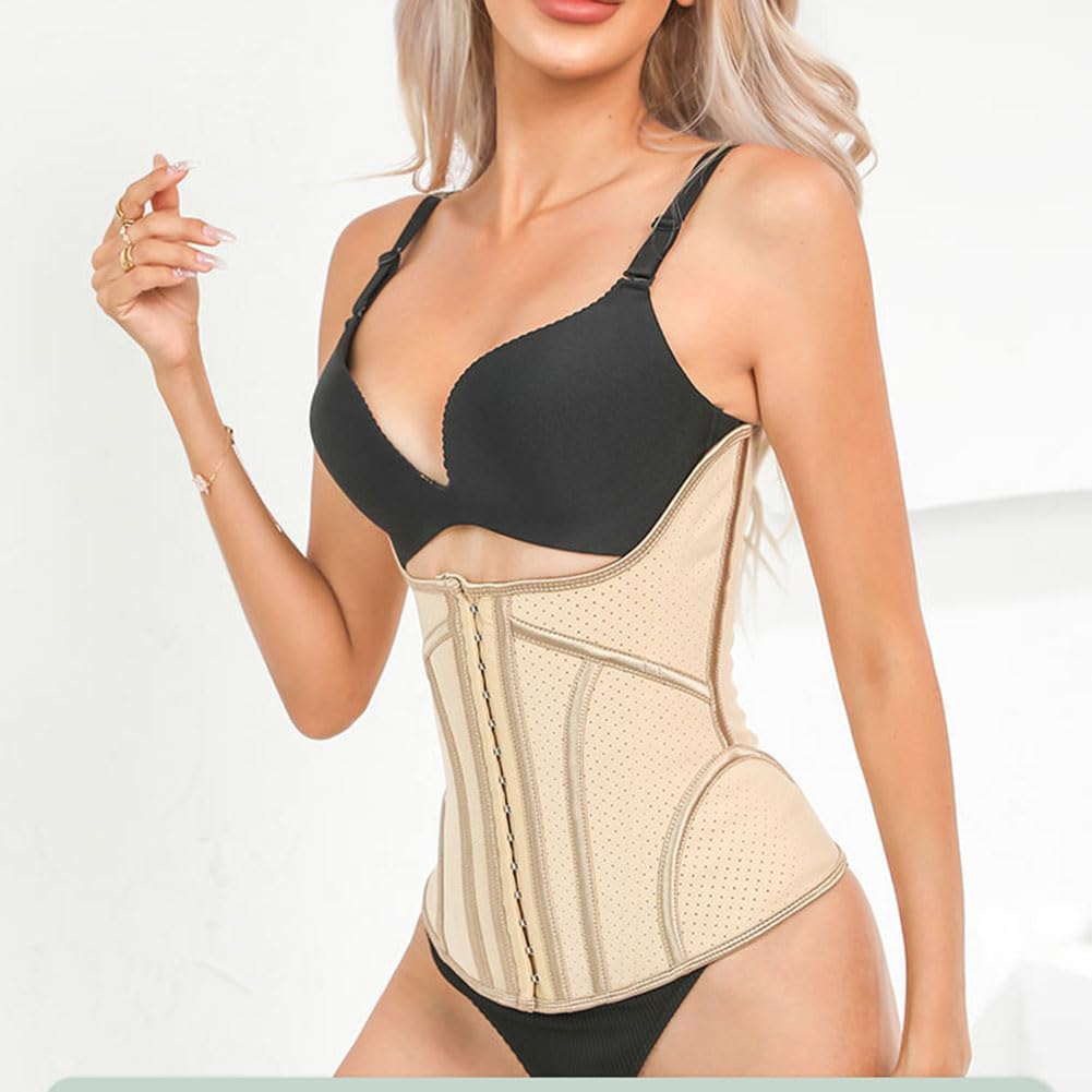 GUOCU Donna Cintura Dimagrante Lattice con Stecche in Acciaio Corsetto Sottoseno Fitness Modellamento Allenamento Sport del Corpo con Chiusura a Gancio Regolabile