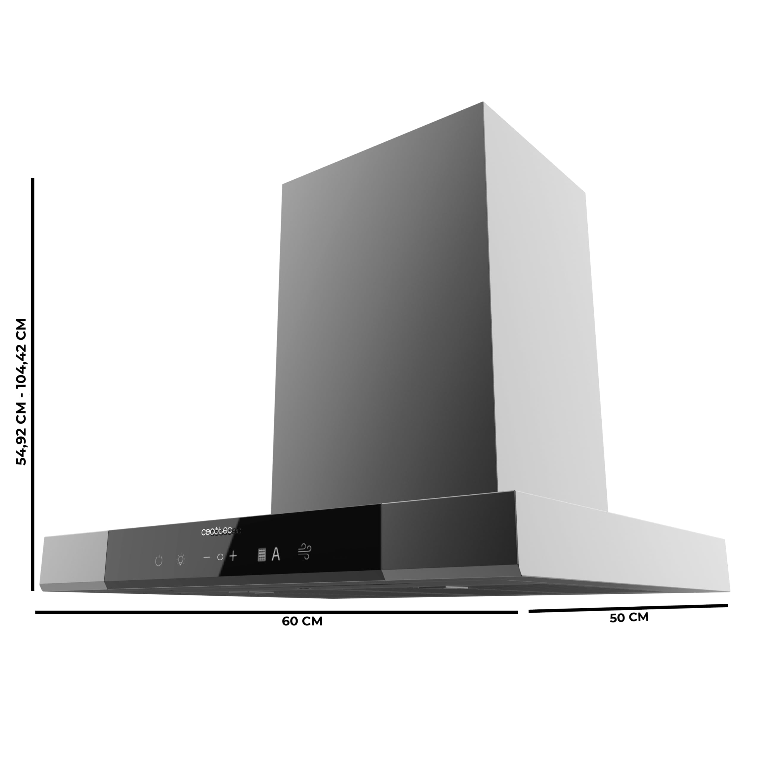 Cecotec Campana Extractora En forma de T 60 cm Bolero Flux TT 609500 Slim Dark Inox A+++. Succión 829,5 m³/h, Hand Movement Control y Doble Booster, Filtros Lavables, Clase A+++, Heat Sensor — view 2
