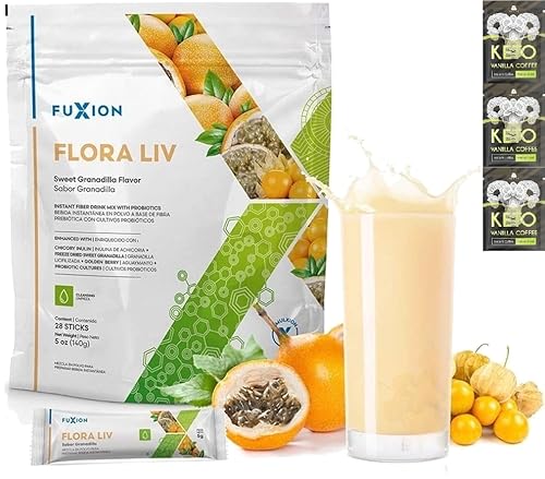 unionaren Promo FuXion Flora Liv 41 Sachets - 10 Billion CFU Active Probiotics as Good Bacteria & Prebotic Fiber from Chicory Nulin