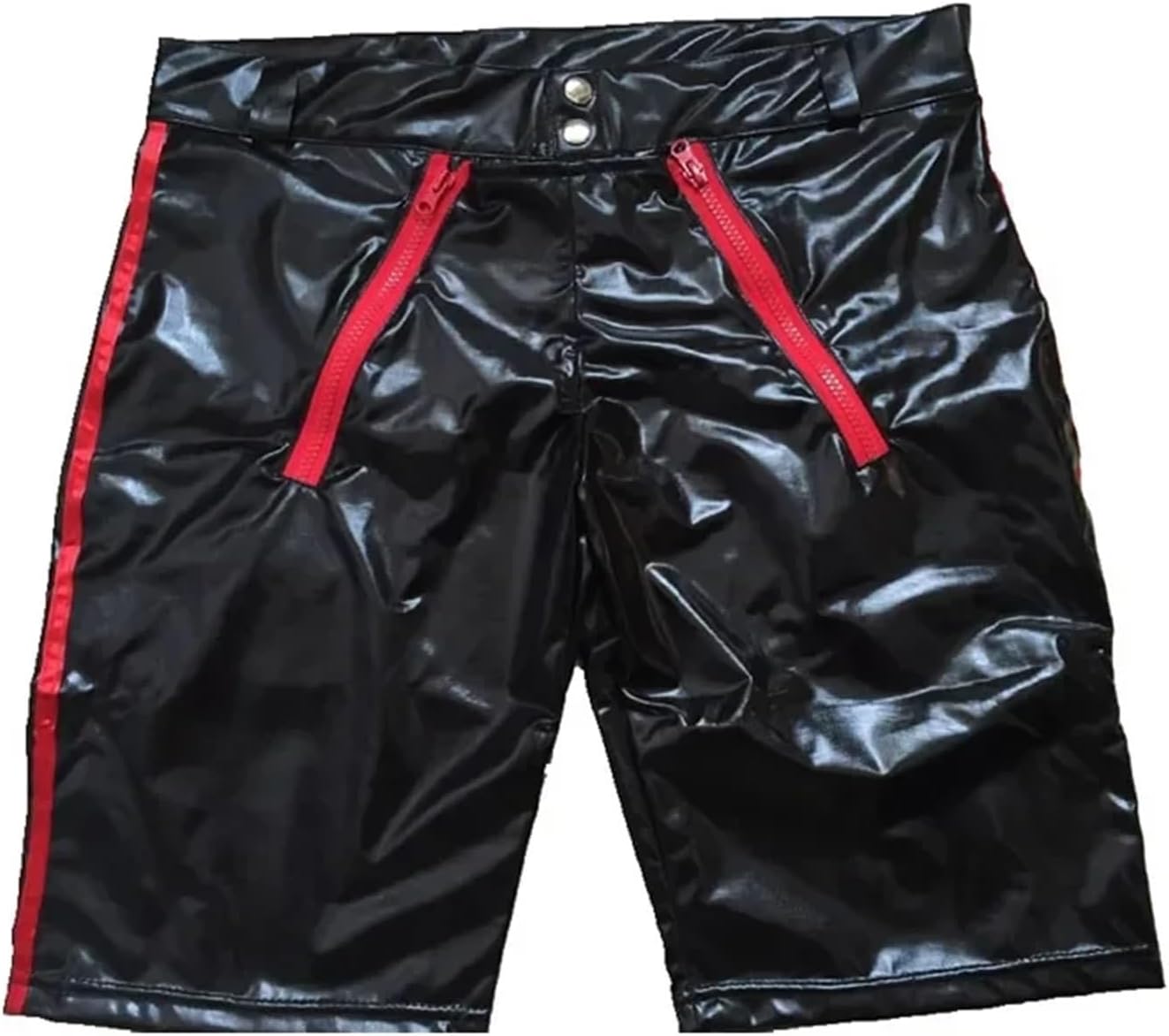 Mens Open Butt Faux Leather Boxer Shorts Nightclub Stage Skinny Fetish Shorts Men Sexy Gay PVC Leather Underwear Dance(A-Black,Large)