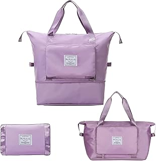 Large Capacity Folding Travel Bag, Dry and Wet Separation Multifunctional Sports Shoulder Bag, Foldable Travel Duffel Bag, Travel Lightweight Upgrade Waterproof Carry on Bag (Light Purple)