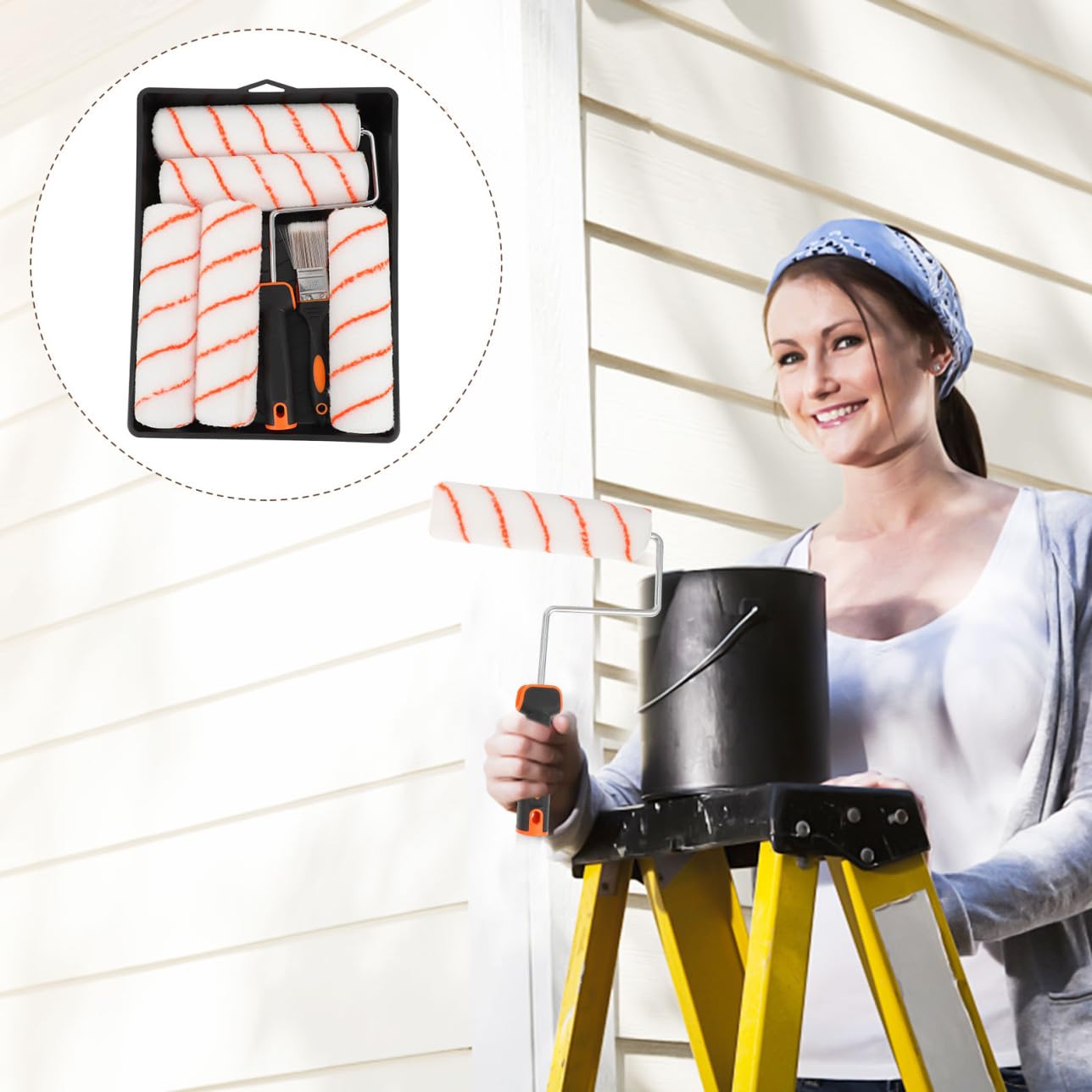 Juego de Rodillos de Pintura 8 Piezas para Retocar Esquinas y Superficies | Poliéster, Mango Flexible Tpr y Cuerpo Abs, para Marco de Ventana y Mueble, Uso Profesional o Principiante Color Aleatorio