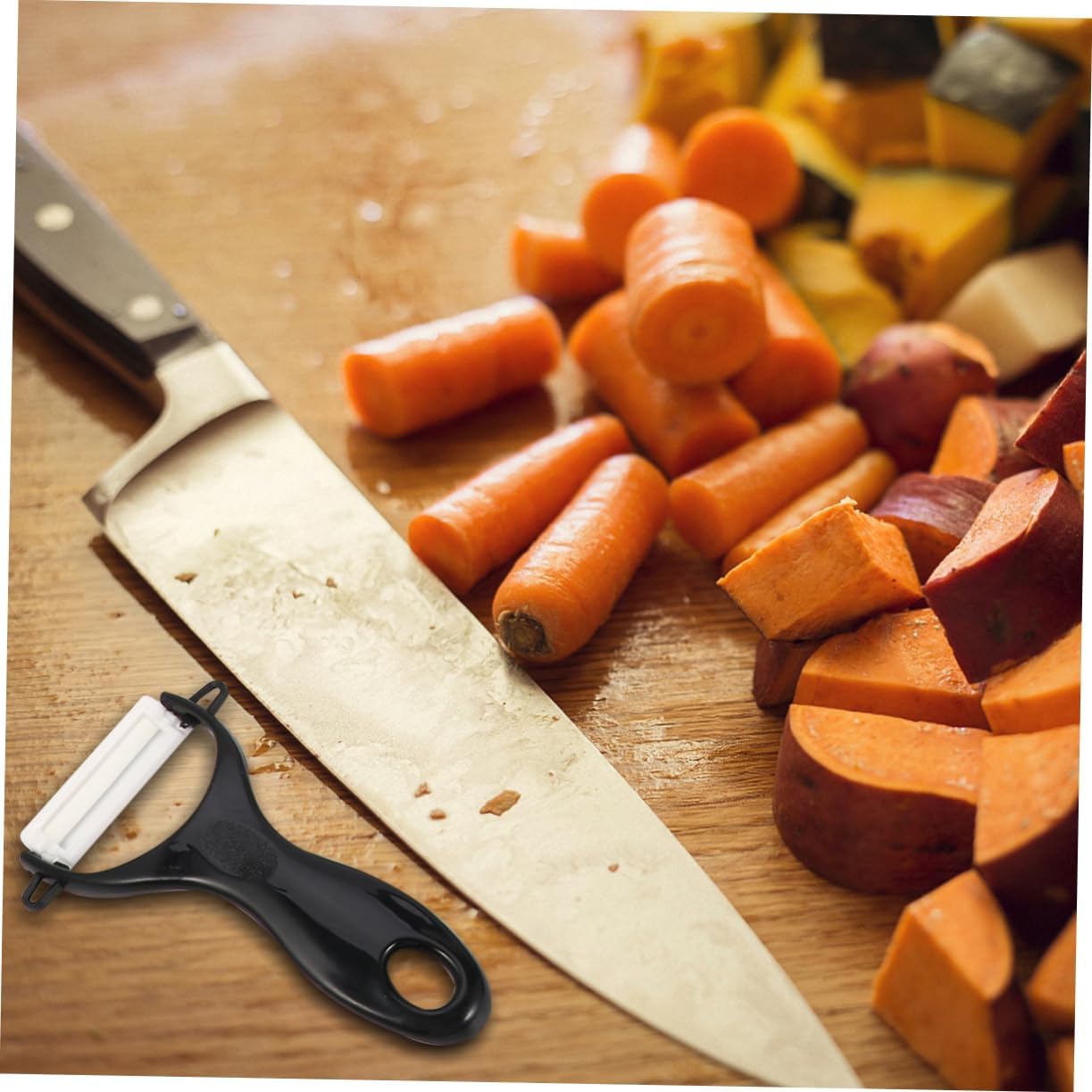 Cabilock 1set Non- Handle Ceramic Knife Kitchen Cutlery with Fruit Peeler Lightweight and Easy to Grip for Home and Restaurant Use Ceramic Blades