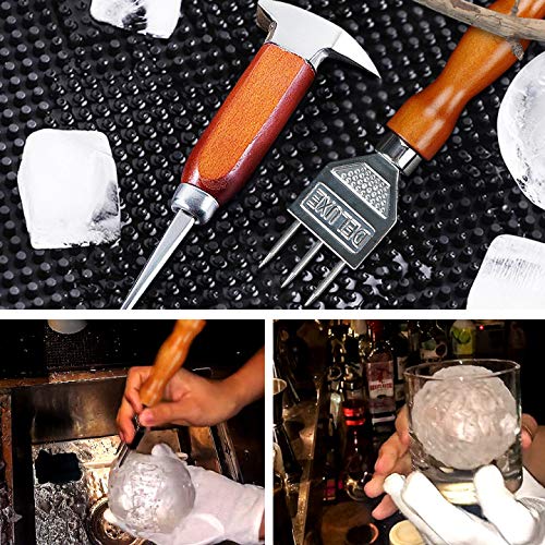 Ice Pick set of 2-7.24 Inch and 6.8Inch Stainless Steel Ice Crusher with Wood Handle, Japanese Style Ice Chipper,ideal for Bars and Home(2 Pick)-IPCK2