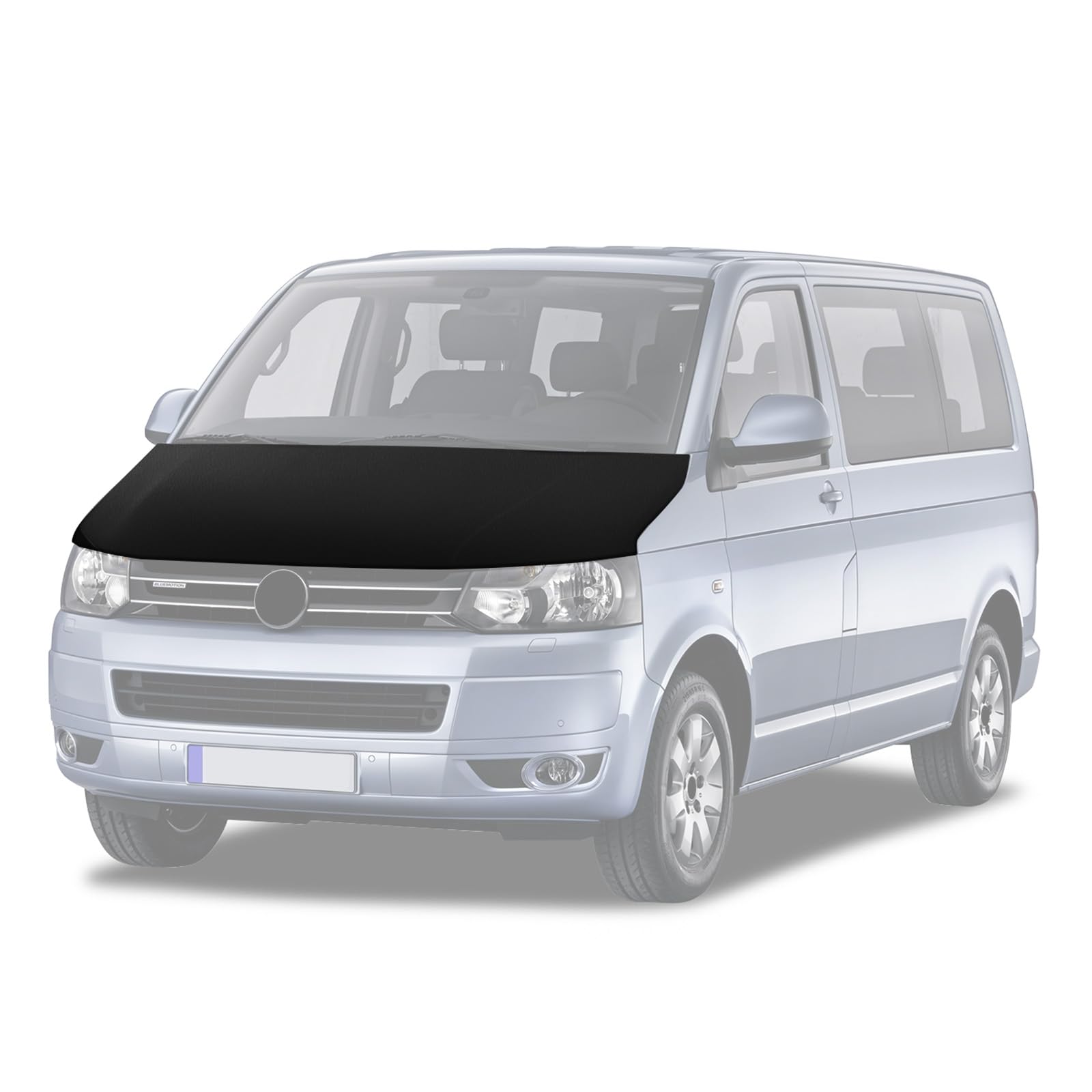 Protector del Capo Compatible con VW T5 Transporter & Caravelle 2003-2009 Protección del Capó Bonnet Bra Tuning - Negro