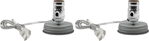 Creative Hobbies Kit de fabricación de lámparas de tarro de masón para bricolaje, tapa y enchufe de color plateado, ideal para conversión