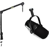 MV7X Microphone and Deluxe Articulating Desktop Mic Boom Stand - Pro Quality Dynamic Mic for Podcasting & Vocal Recording, Voice-Isolating Technology, Optimized Frequency - Black