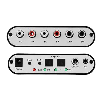 Digital DTS Channel Decoder 5.1 Audio Converter Optical Fiber Coaxial Sound Adapter 110 240V Digital to Analog Decoder Surround Sound Decoder to 5.1 Analog DTS Decoder 5.1 AUD