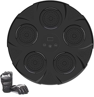 Electronic Music Boxing Machine,Wall-Mounted Boxing Equipment,Smart Boxing Target Workout Machine with Boxing Gloves Multi Musical Target Boxing Reaction Wall Targets (Color : Black)