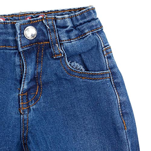 Girls 802097-450-JT Toddler Girls Double Ruffle Flare Jean 2T Denim4