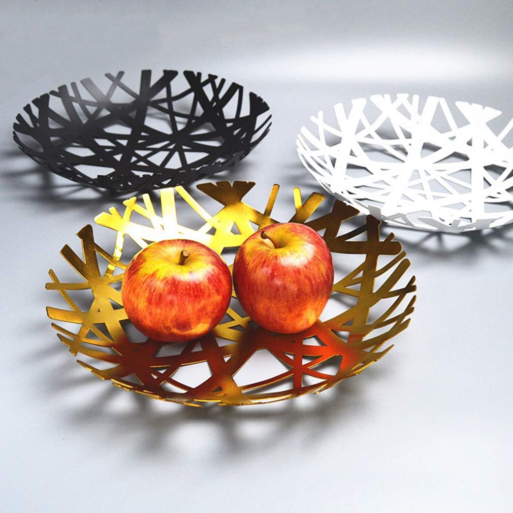 Cesto Porta Frutta In Metallo Argento - Design Aperto, Per Tavolo O Bancone, 30x9 Cm - Foto 4