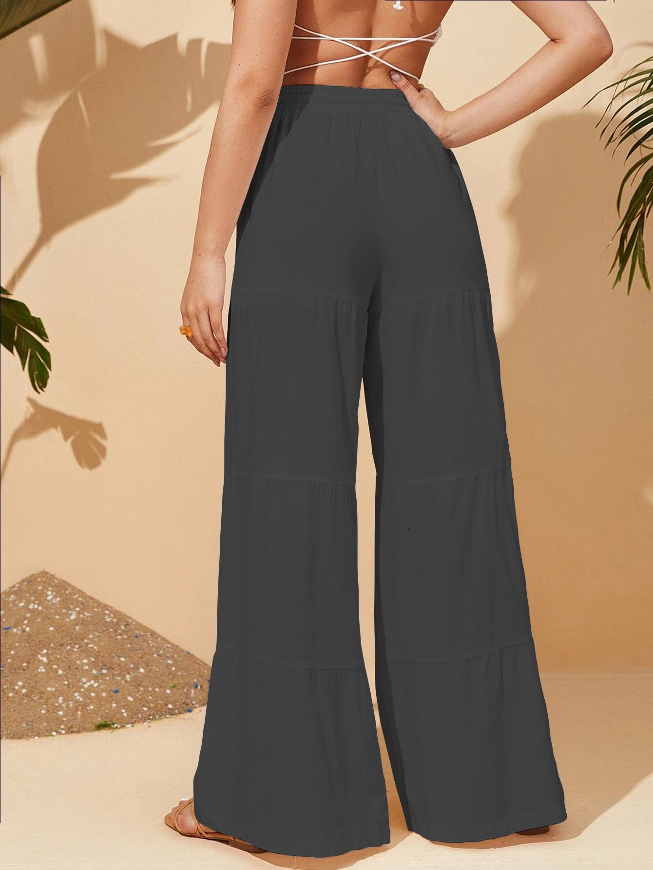 Shasmi Women's Black Solid Ruffle Hem Plazzo Sharara Trousers (Plazzo 68 Black M)