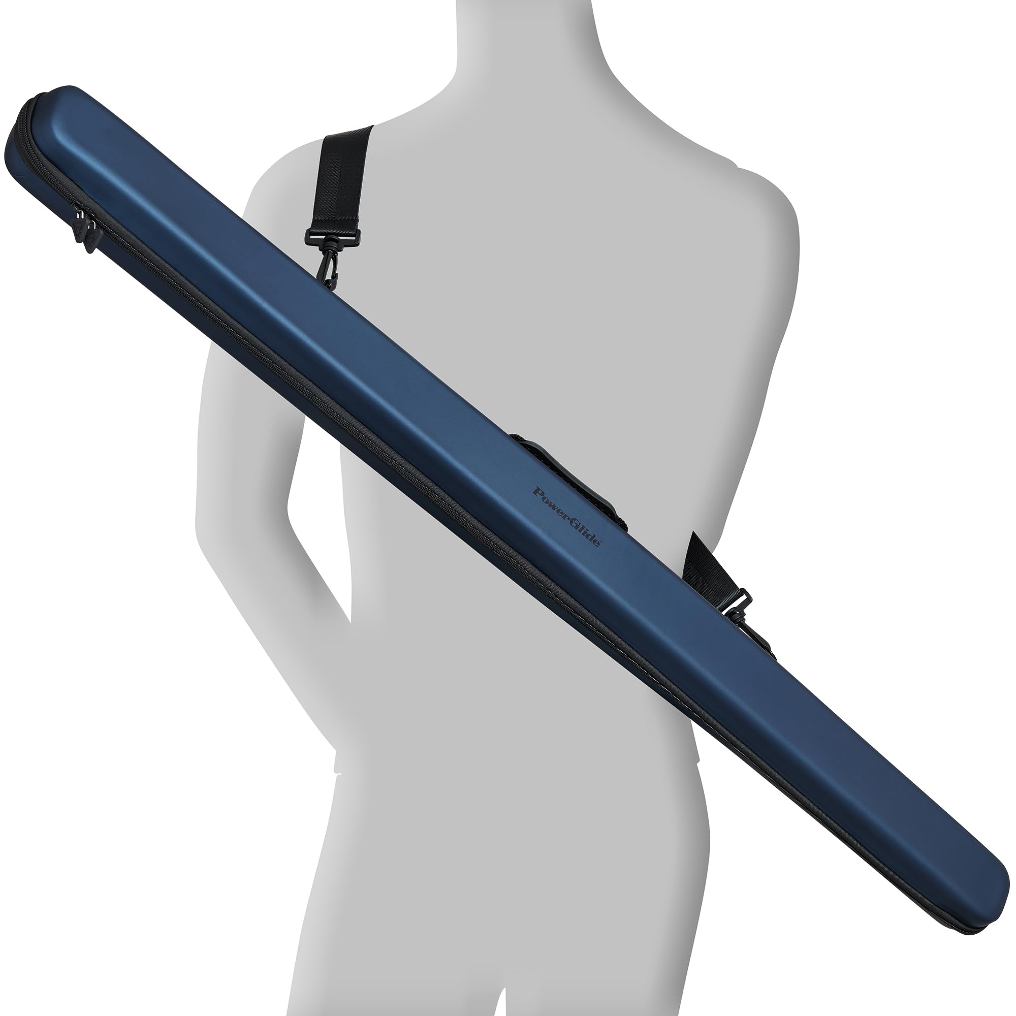 PowerGlide Svartur Étui pour queue de billard ou de billard Design moderne EVA doux au toucher Poignée et bandoulière Intérieur en mousse de protection Poches pour accessoires Compatible avec 2 queues