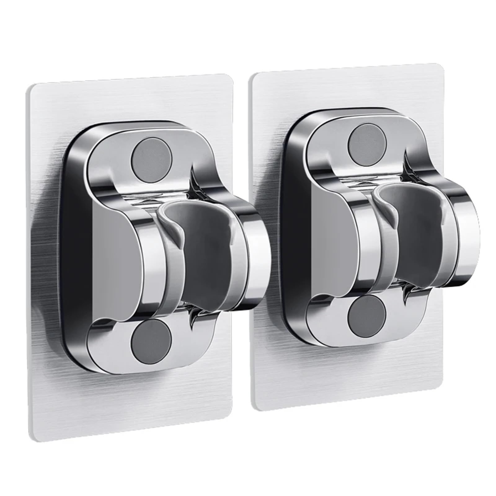 Djskldf 2 Pieces Silver Shower Head Holder Shower Head Holder Brackets Adjustable Support Showerhead Bath Wall Hooks Stand Plastic Bathroom Accessories Without Drill(2 Pieces Silver)