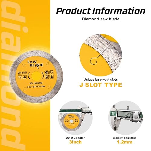 Miniatura 4 de Panfreet 2 piezas  lote de 3-38 pulgadas Super Thin J Slot Diamond Porcelain Tile Cuchilla de corte