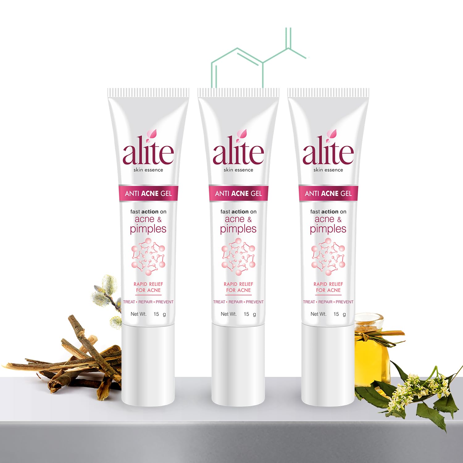 Alite Anti Acne Gel | Fast Action on Acne & Pimples | Boosts Skin Health & Helps Manage Acne & Breakouts Pack of 3 (15g each)