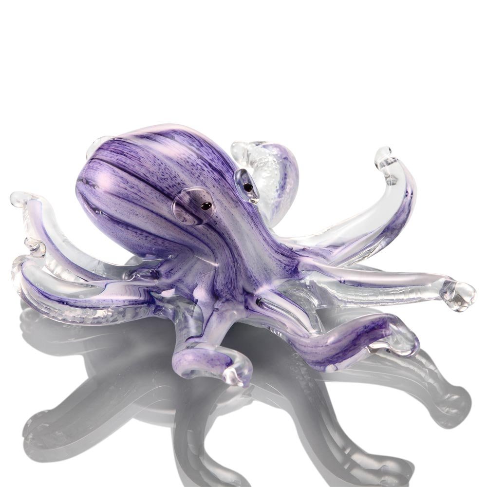 Poulpe en verre violet pinstriped SPI Home avec grands yeux et bras tourbillonnants