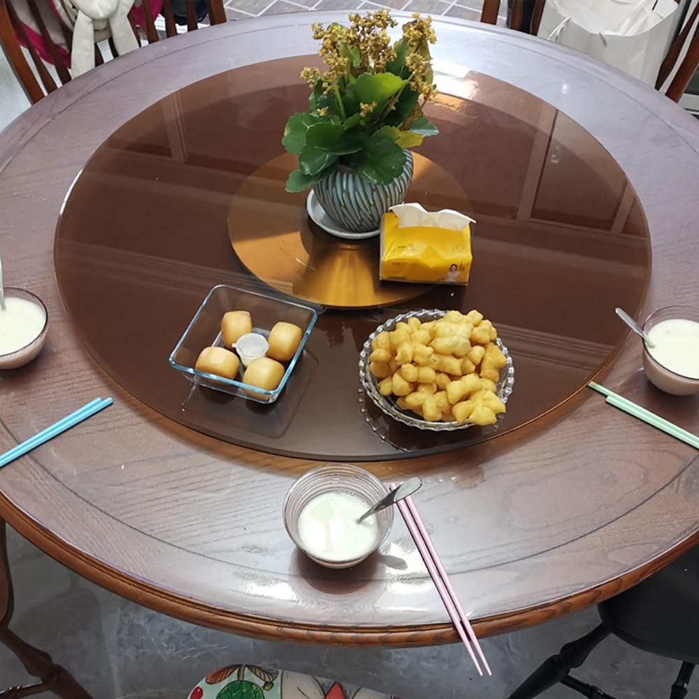 Plateau Tournant Rond en Verre Brun pour Table À Manger (27 Et 32 Pouces), Facile À Vider, Idéal pour Les Dîners De Famille, Les Fêtes Et Les Mariages (100 Cm/40 Pouces)