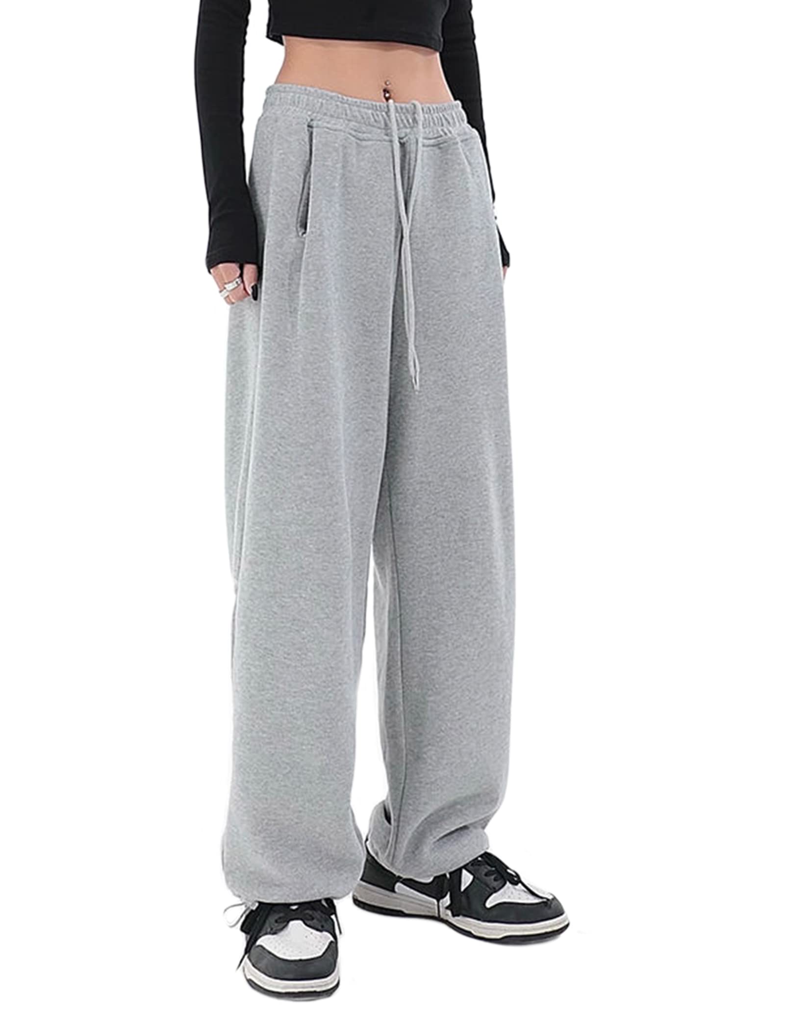 Kiench Girls' High Waisted Sweatpants Pull On Youth Joggers