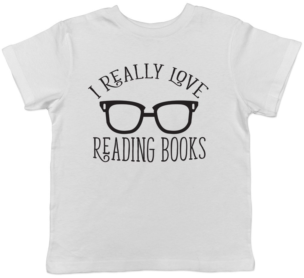 Shopagift I Really Love Reading Books Childrens Kids Short Sleeve T-Shirt White