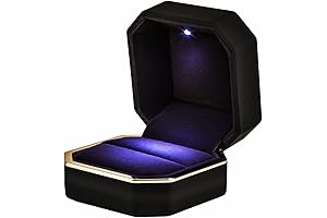 Black Velvet Square Ring Box with LED Light