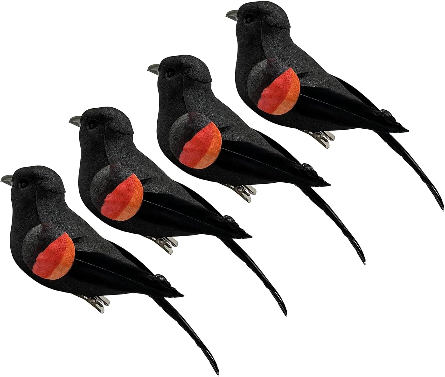 4PCS Artificial Feathered Birds Realistic Clip on Foam Bird Ornaments Figurines for Christmas Tree Decoration Wreaths Crafts Party Home Decor (Baltimore Oriole) image 5
