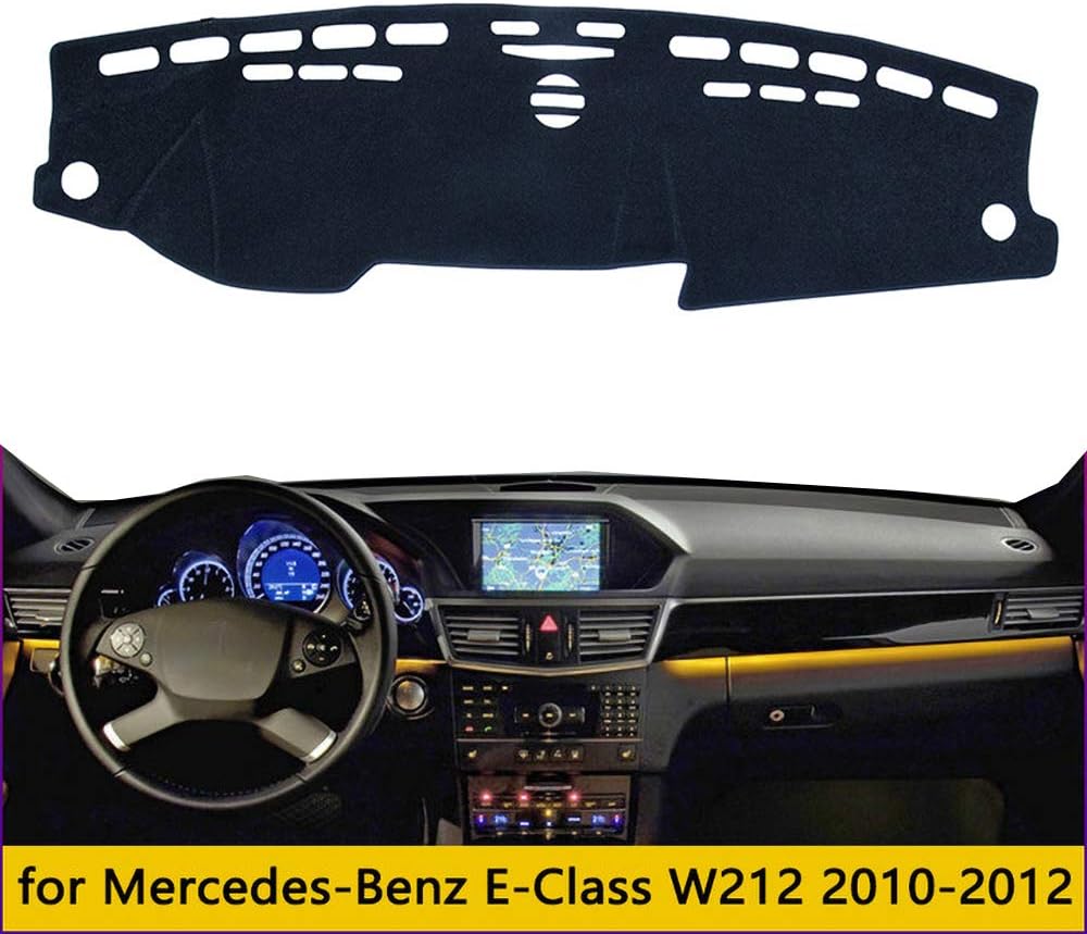 Car Dashboard Cover for Left Hand Drive Mercedes-Benz E-Class W212 2010 2011 2012 Carpet Dashmat Sun Shade Pad Car Styling (Flannel All Black)