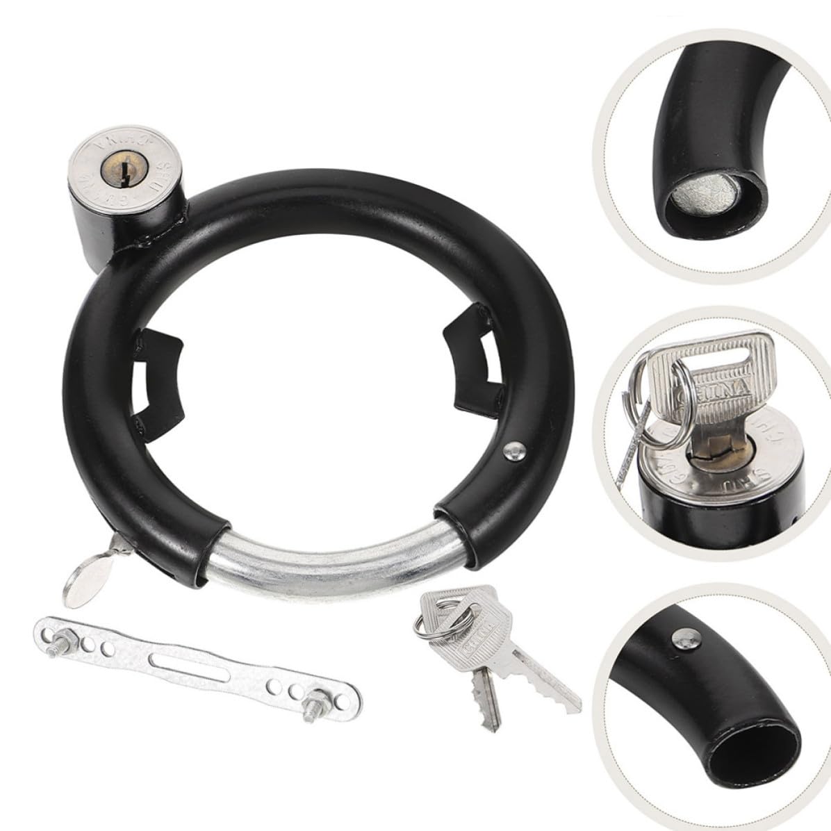 GLEAVI 3 Set Lucchetto Antifurto per Bici, Blocca Bici Rotondo in Acciaio Inossidabile Nero, Resistente All'usura, per Scooter e Moto, Sicurezza per Ciclismo