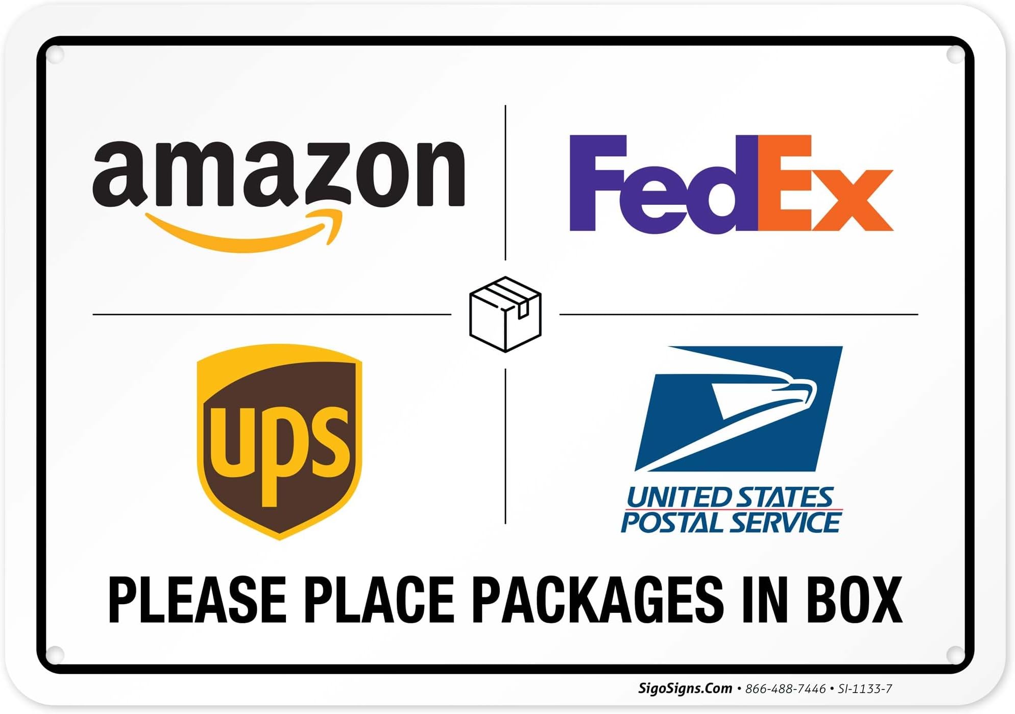 Package Delivery Sign, Delivery Instructions for FedEx Amazon Ups USPS Sign, 10x7 Rust Free Aluminum,Weather/Fade Resistant, Easy Mounting, Indoor/Outdoor Use, Made in USA by SIGO SIGNS