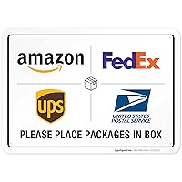 Vista 65 de Letrero de entrega del paquete, instrucciones de entrega (idioma español no garantizado), 10 x 7 pulgadas, aluminio 040 sin óxido, resistente a