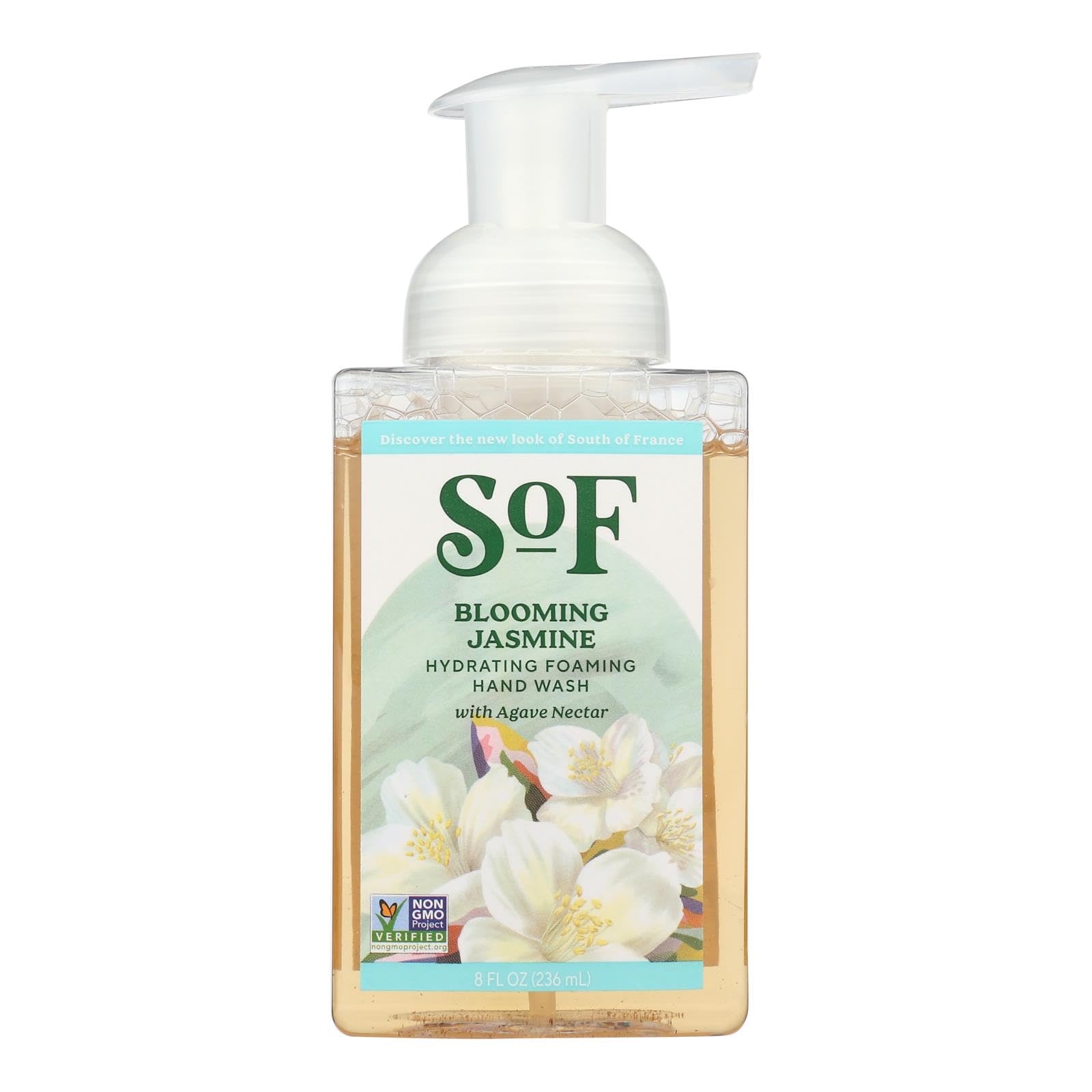 SoF Hydrating Foaming Hand Wash - With Organic Agave Nectar & Coconut Oil- Vegan & Non GMO- Free From Phthalates, Sulfates & Parabens- Blooming Jasmine - 8 oz Bottle 3 Pack