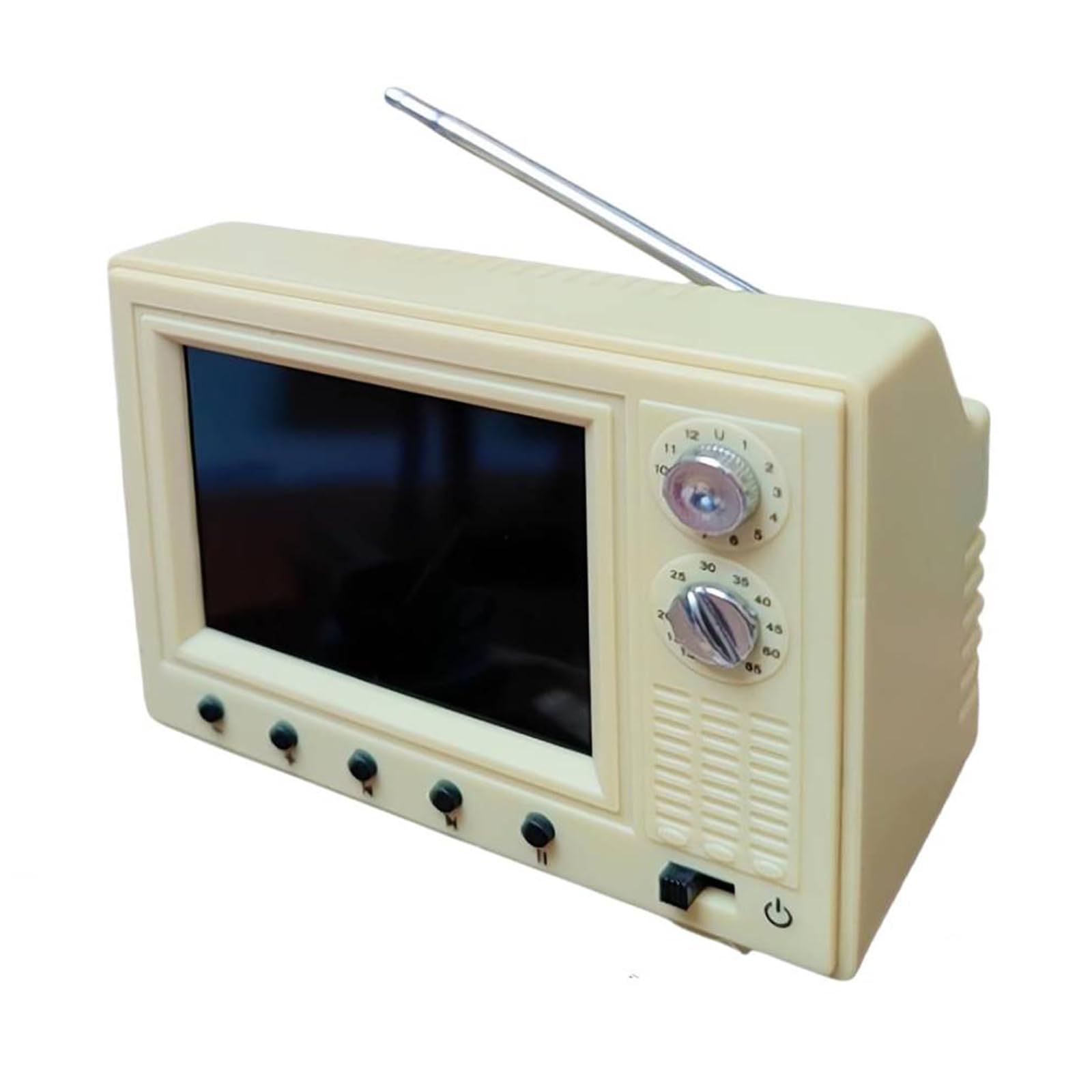 Mini TV a cartoni animati con film nostalgici Mini Retro TV ricaricabile Lettore di cartoni animati leggero tascabile per scene di casa delle bambole e decorazioni da collezione