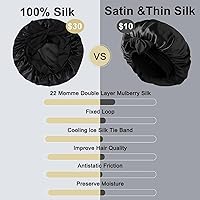 Vista 4 de ZIMASILK 22 Momme 100% Mulberry Silk Bonnet for Sleeping Women Double Layer Silk Hair Wrap with Tie Band