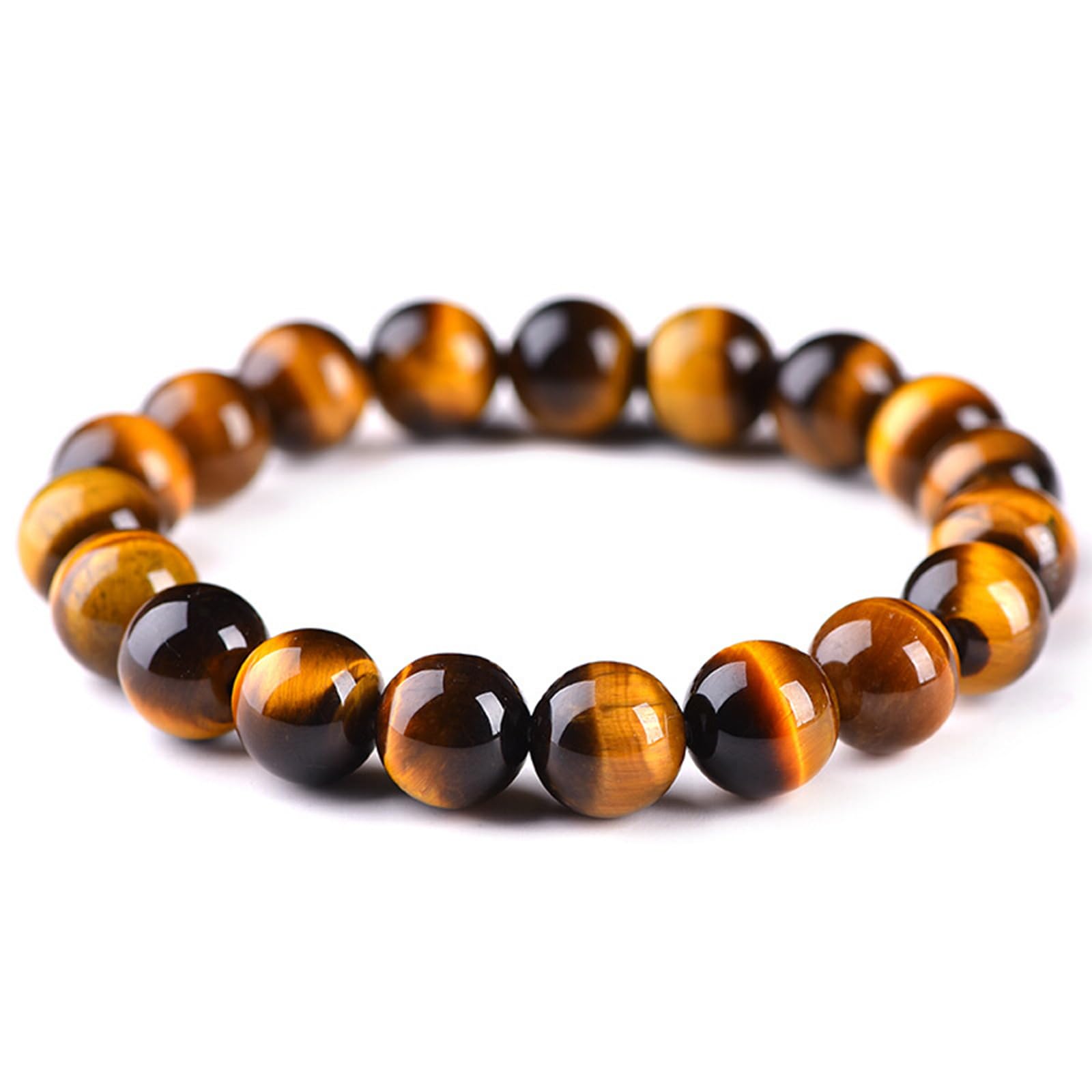 Pulsera de Piedras Preciosas de Cristal Natural Cuentas de Cuarzo con energía curativa | Pulsera elástica Artesanal para Mujeres, Hombres y Adolescentes,14mm