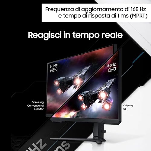 Samsung ODYSSEY G5 G51C 32'' 165Hz -1ms, Dalle VA, Résolution QHD 2,560 x 1,440, 3000 : 1, HDR10, AMD FreeSync Premium Pro, Display Port, USB & Pied Ajustable, HDMI - 6