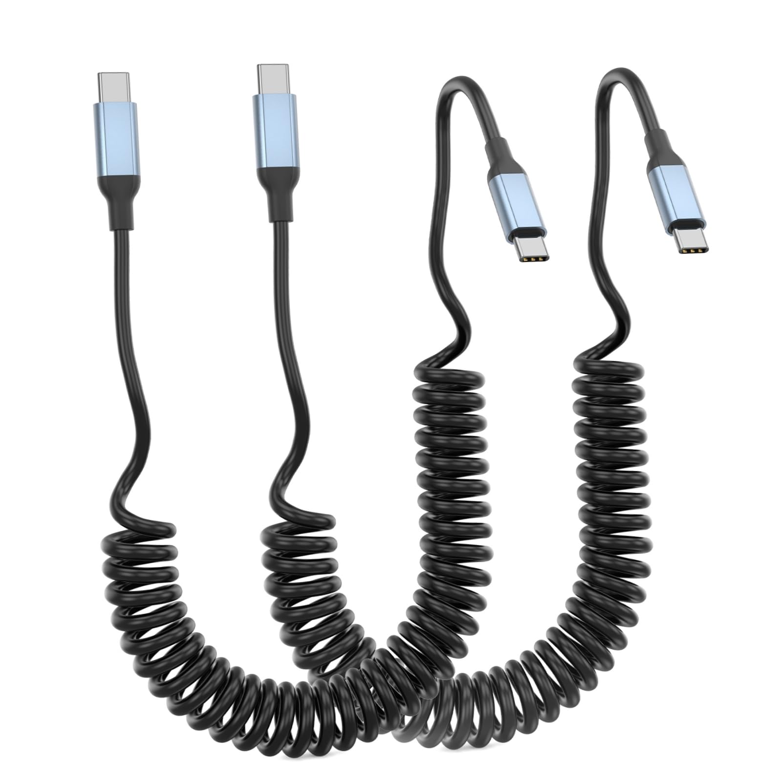 Coiled USB C Cable to USB C 3FT, 2Pack iPhone 16 Car Charger Fast Charging Retractable USBC Cable for Car Play Short Type C to C Cord for iPhone 16/15
