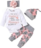 YVOWMING Newborn Baby Girl Ruffle Romper Pants & Headband Set - Cute Floral 3PCS Outfit 0-24 Months