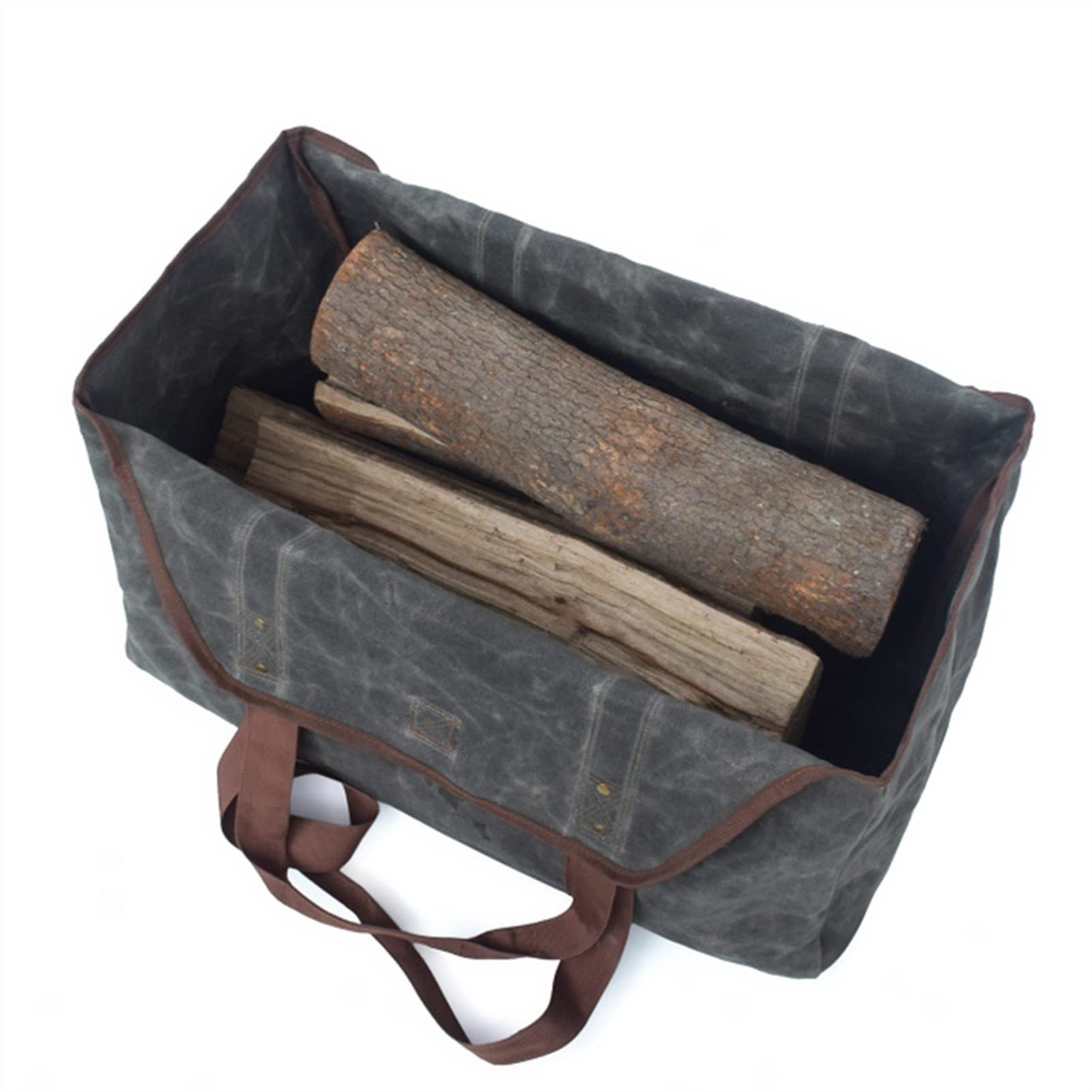 Waxed Canvas Firewood Log Carrier Tote - Łatwa do ładowania torba do przechowywania ogniw i na kemping