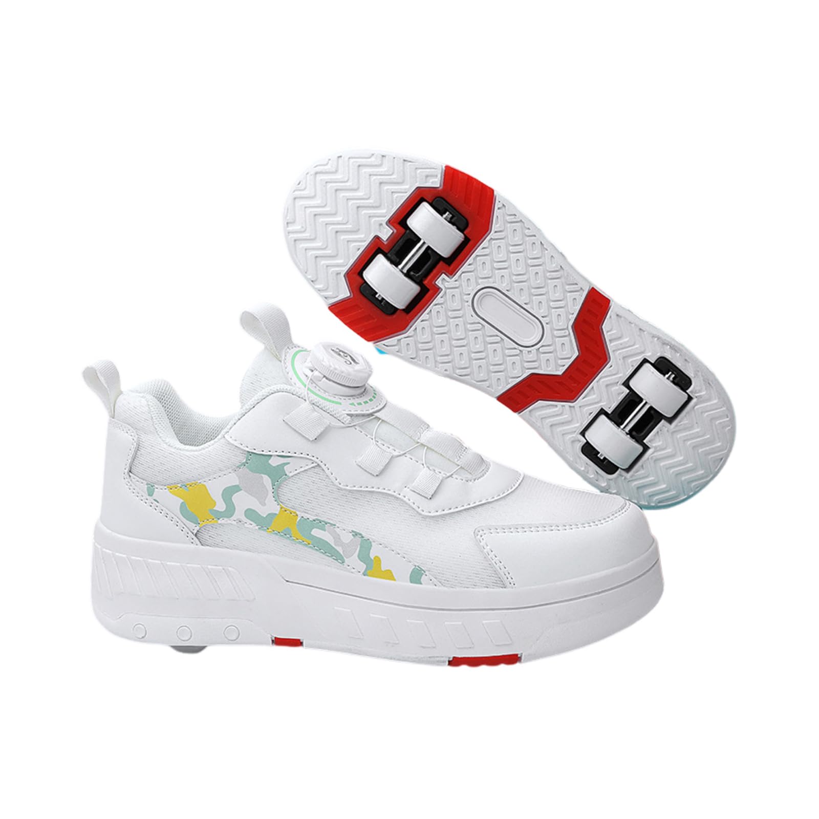 Hixingo Chaussure a Roulette pour Fille Garçons, Chaussures a roulettes avec Roues Chaussures de Skateboard, Patins à roulettes Lacet Revolve Basket à roulettes