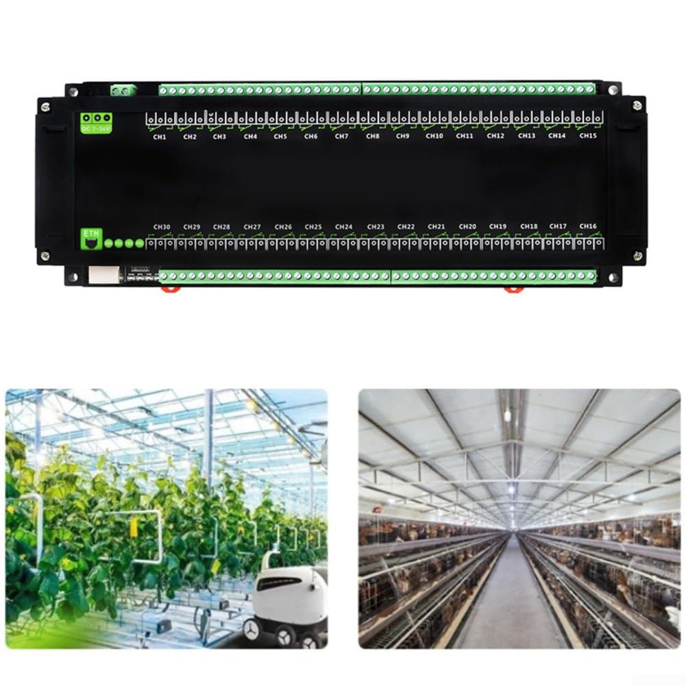 Modulo relè Ethernet a 30 canali con supporto TCP e RTU, alimentato, custodia in ABS industriale e montaggio flessibile per applicazioni di automazione