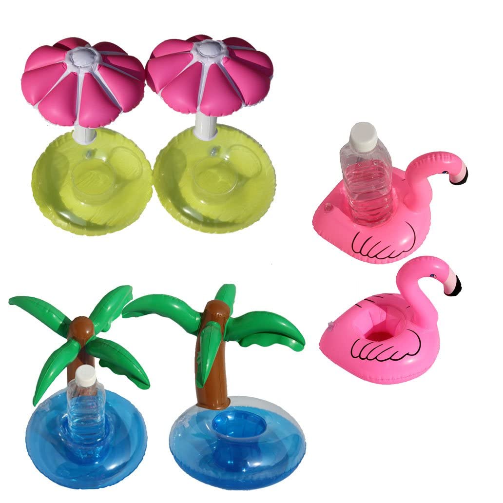 NYRWANA Inflatable Pool Drink Holder - 2 pcs Flamingo Pink and 2 pcs Palm Tree and 2 pcs Umbrella Cup Holder (Set of 6) (Free Air Pump) (B07B9F82GV) Amazon Price History, Amazon Price Tracker