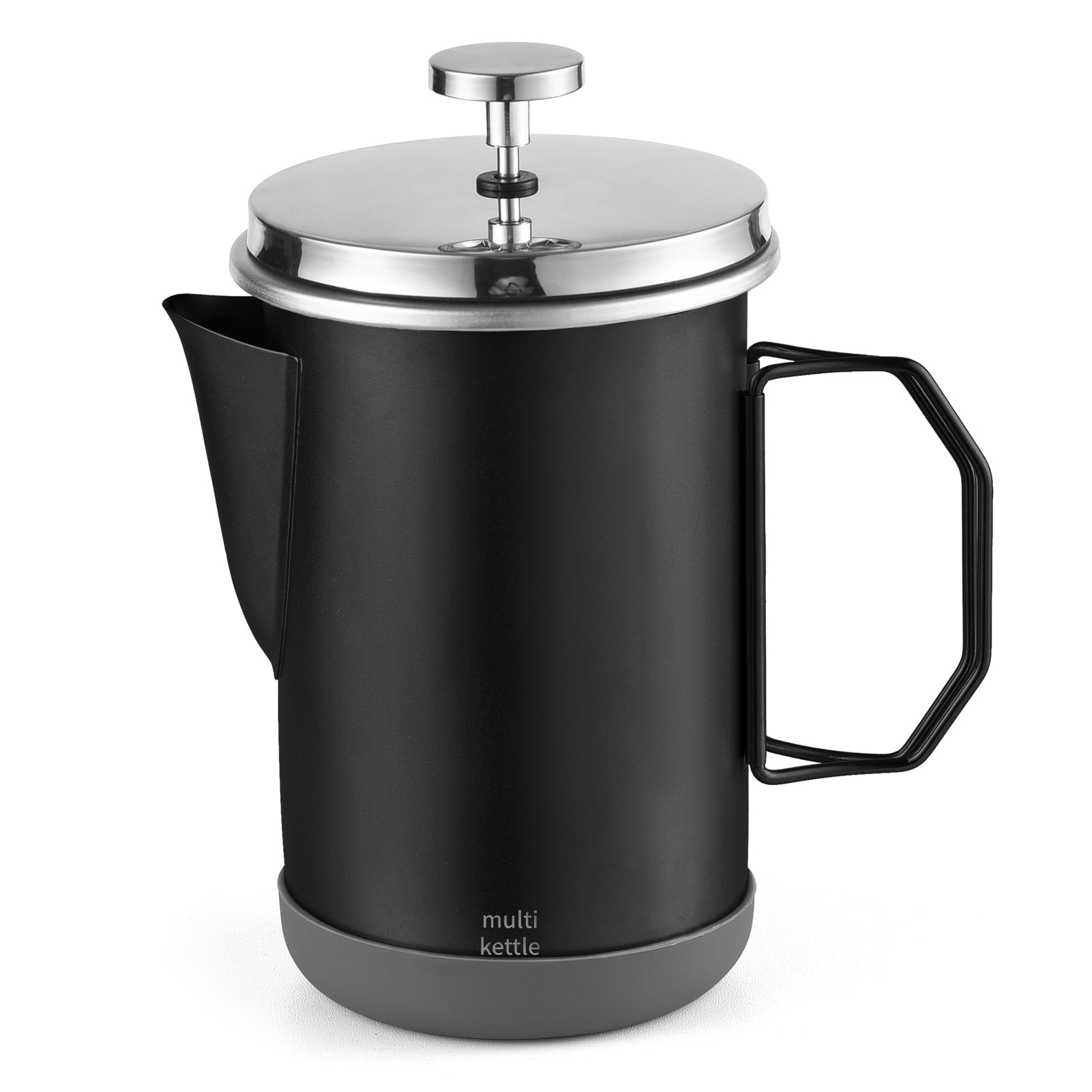 French Press Coffee Maker 1L Camping French Press with Foldable Handle Stainless Steel French Press Coffee Pot Coffee Kettle (Black)