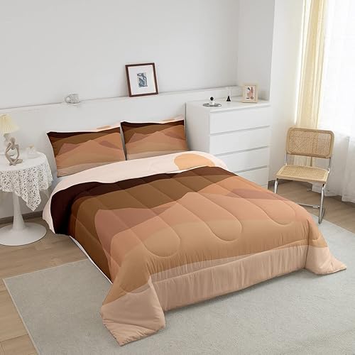 Miniatura 8 de Erosebridal Juego de ropa de cama de mediados de siglo, tamaño King, bohemio, puesta de sol, juegos de ropa de cama abstractos de naturaleza, juegos